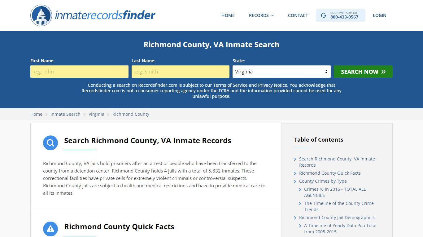 Richmond County, VA Inmate Lookup & Jail Records Online
